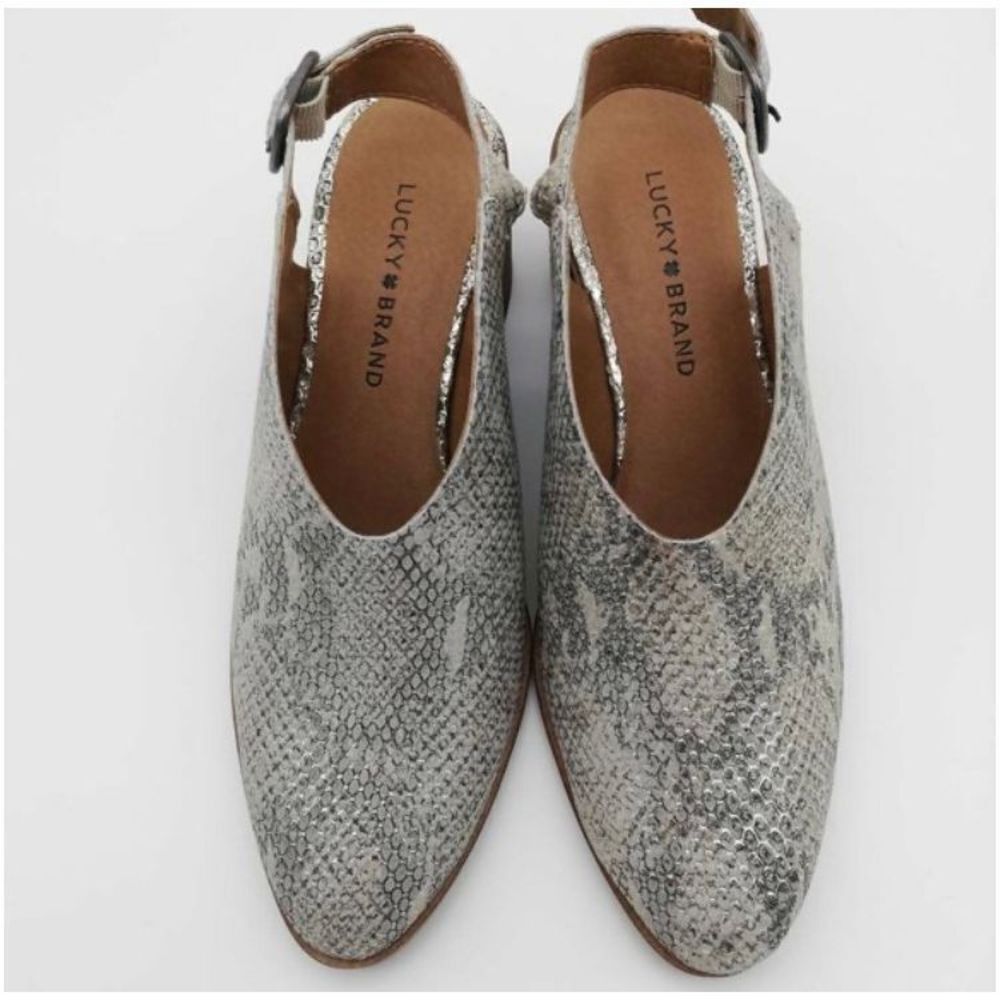 Lucky Brand - Lideton Slingback Booties Leather (gray snakeskin) New Sz 7 - Picture 7 of 9